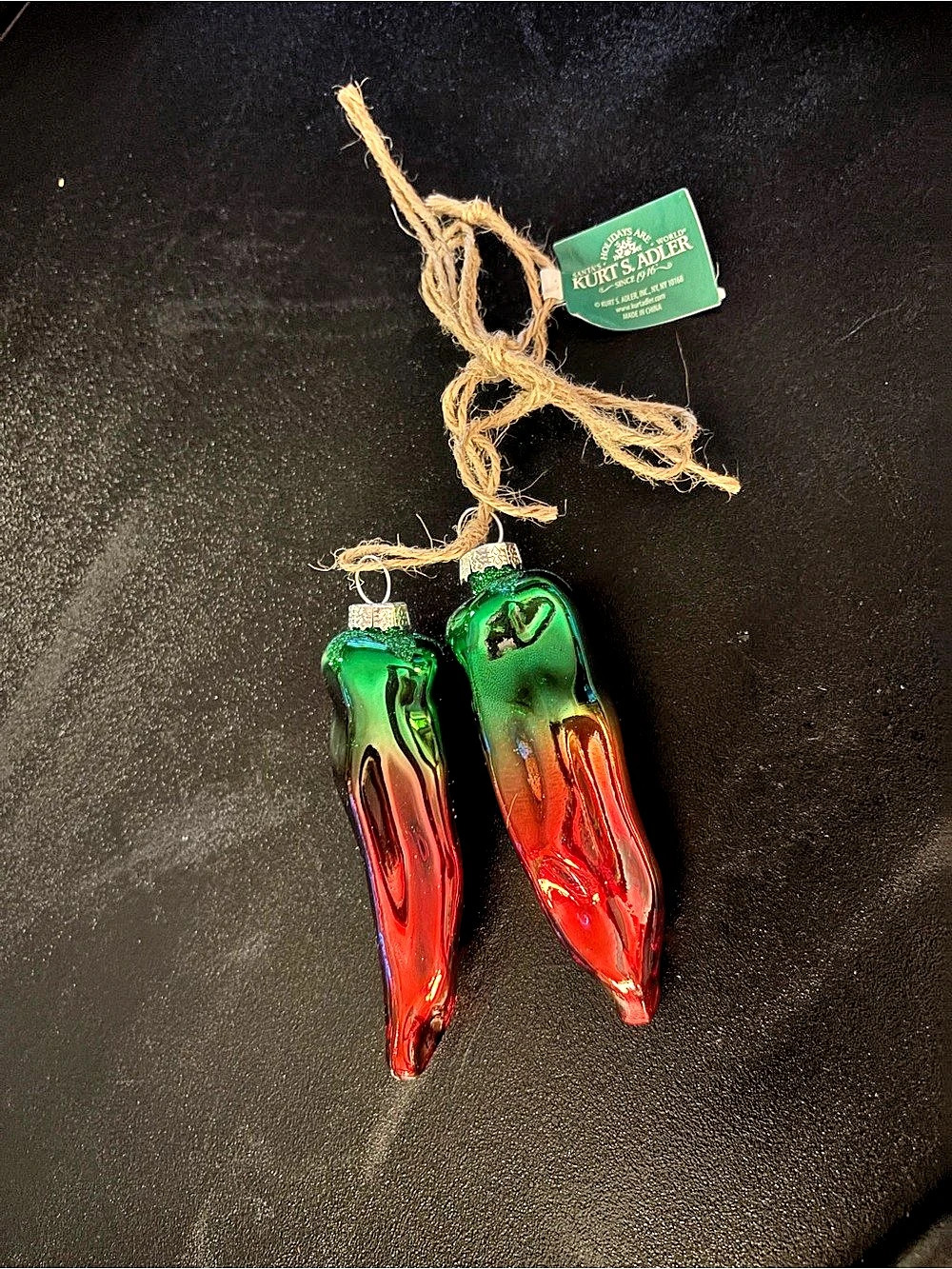 Kurt S. Adler Glass Chili Peppers Ornament Set of 2
